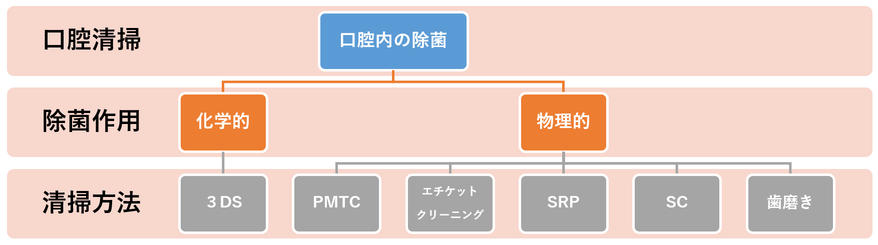 口腔内細菌の減菌方法分類